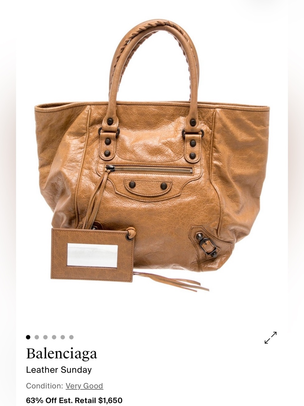 BALENCIAGA Tan Leather Sunday Bag - Picture 3 of 16